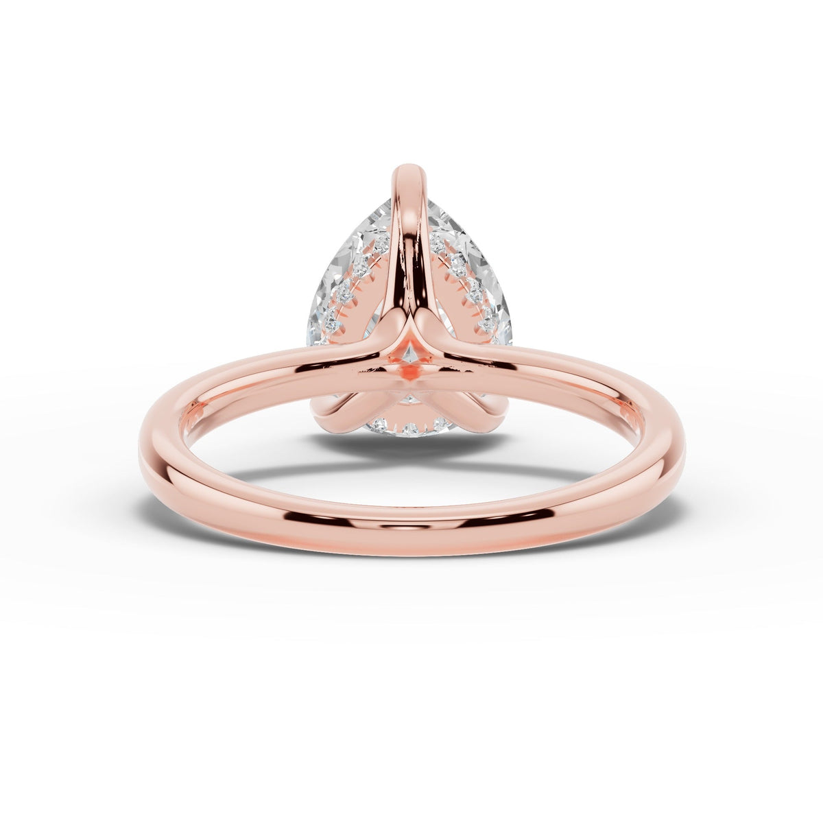 Pear Lustre Hidden Halo Solitaire Ring ABER-101-PR-LGD-11  - Abtin & Co.