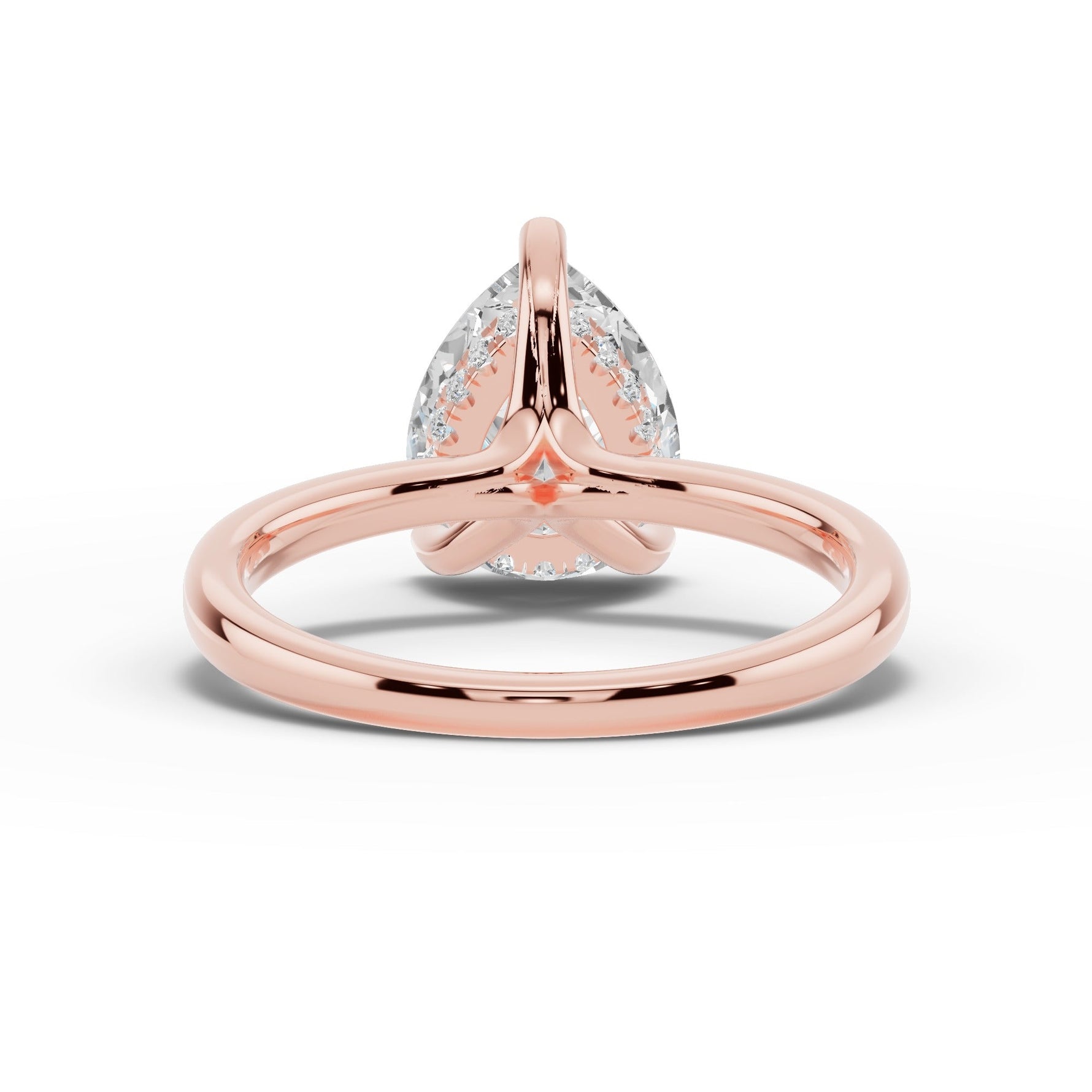 Pear Lustre Hidden Halo Solitaire Ring ABER-101-PR-LGD-11  - Abtin & Co.
