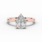 Pear Lustre Hidden Halo Solitaire Ring ABER-101-PR-LGD-11  - Abtin & Co.