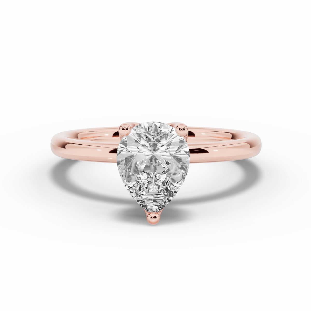 Pear Lustre Solitaire Ring ABER-100-PR-LGD-11  - Abtin & Co.