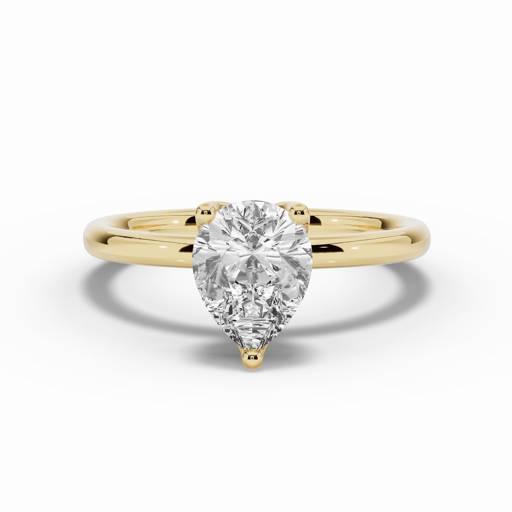 Pear Lustre Solitaire Ring ABER-100-PR-LGD-1  - Abtin & Co.
