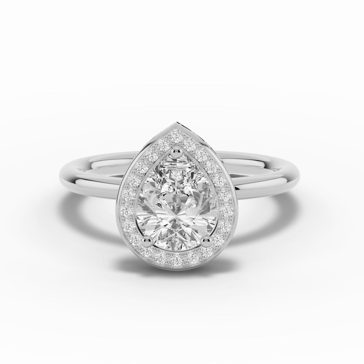 Pear Nova Halo Engagement Ring Ring ABER-108-PR-LGD-6  - Abtin & Co.