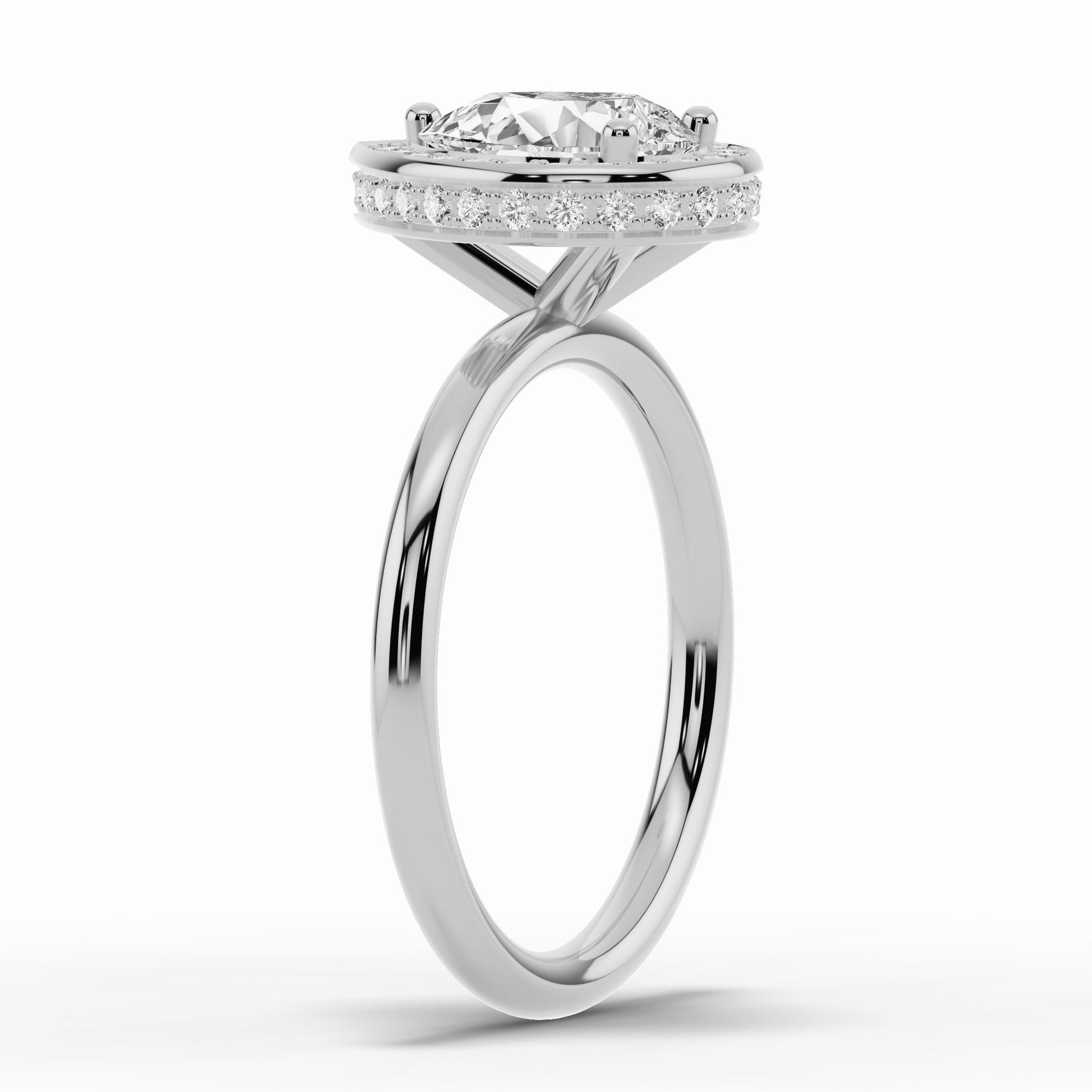 Pear Nova Halo Engagement Ring Ring ABER-108-PR-LGD-6  - Abtin & Co.