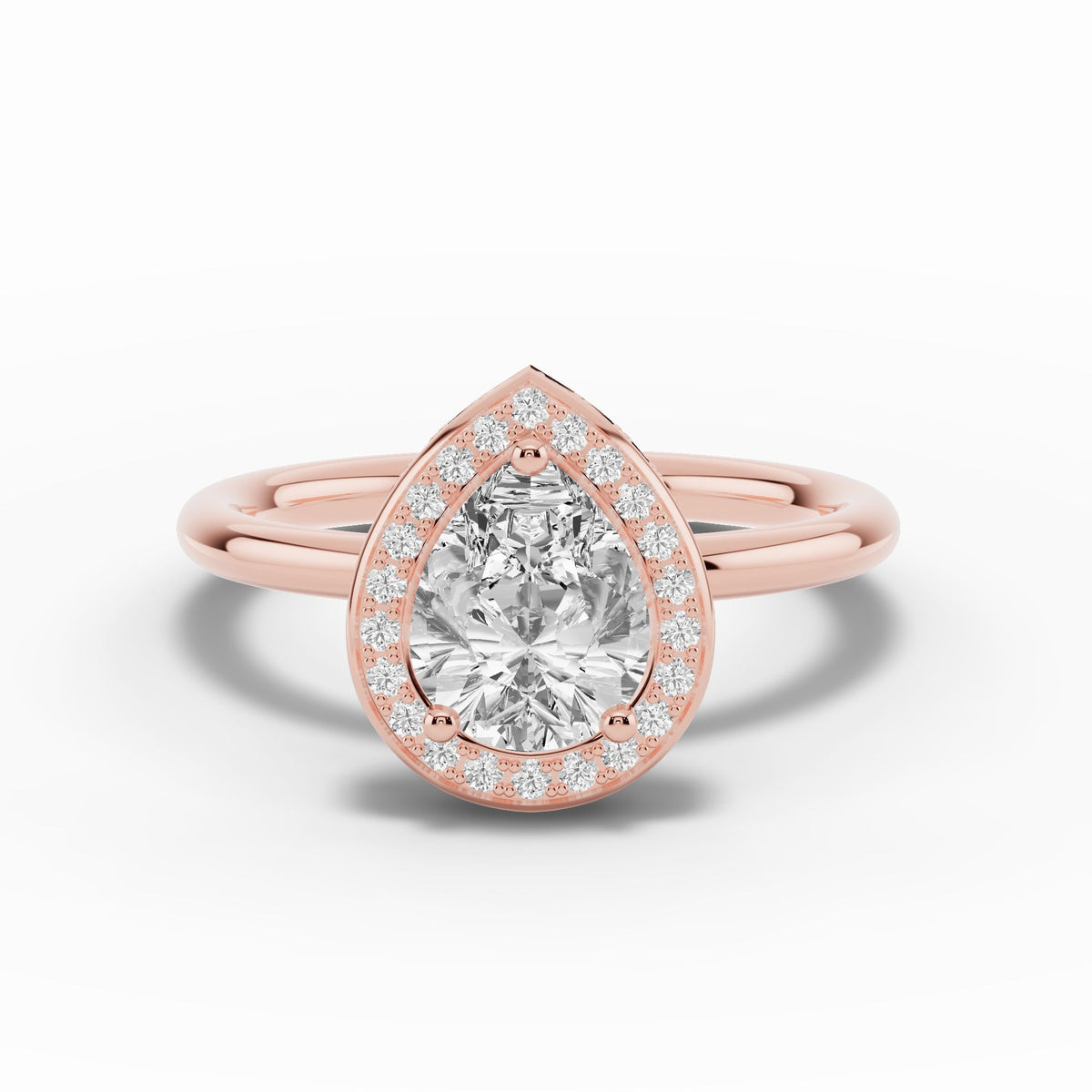 Pear Nova Halo Engagement Ring Ring ABER-108-PR-LGD-11  - Abtin & Co.