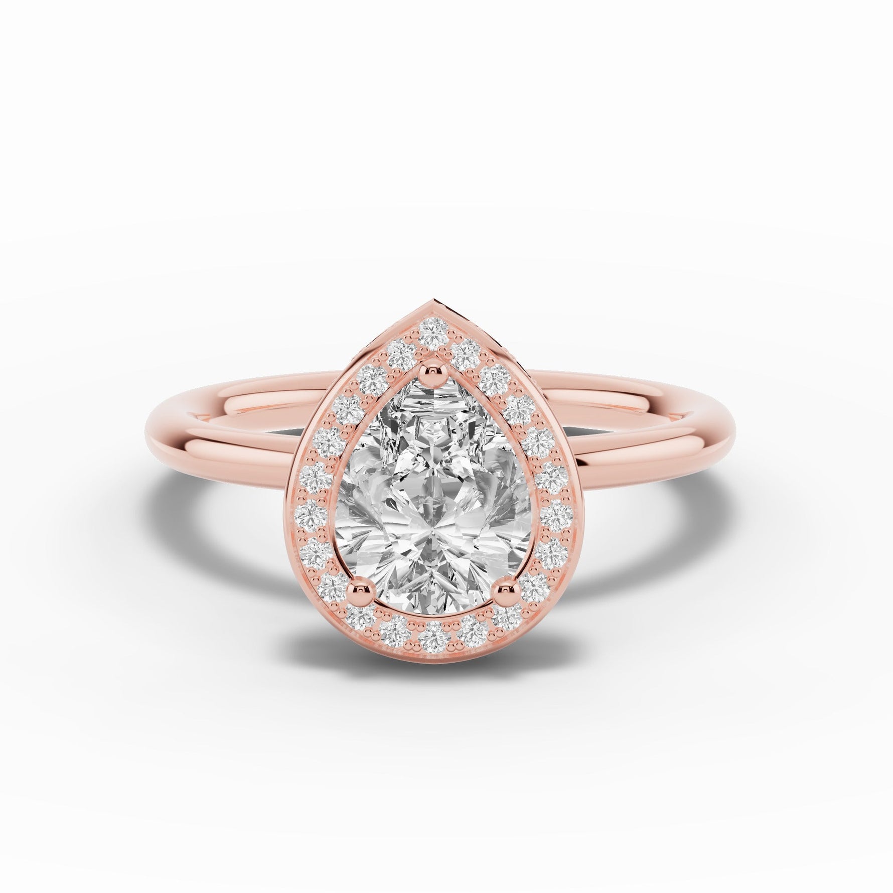 Pear Nova Halo Engagement Ring Ring ABER-108-PR-LGD-11  - Abtin & Co.
