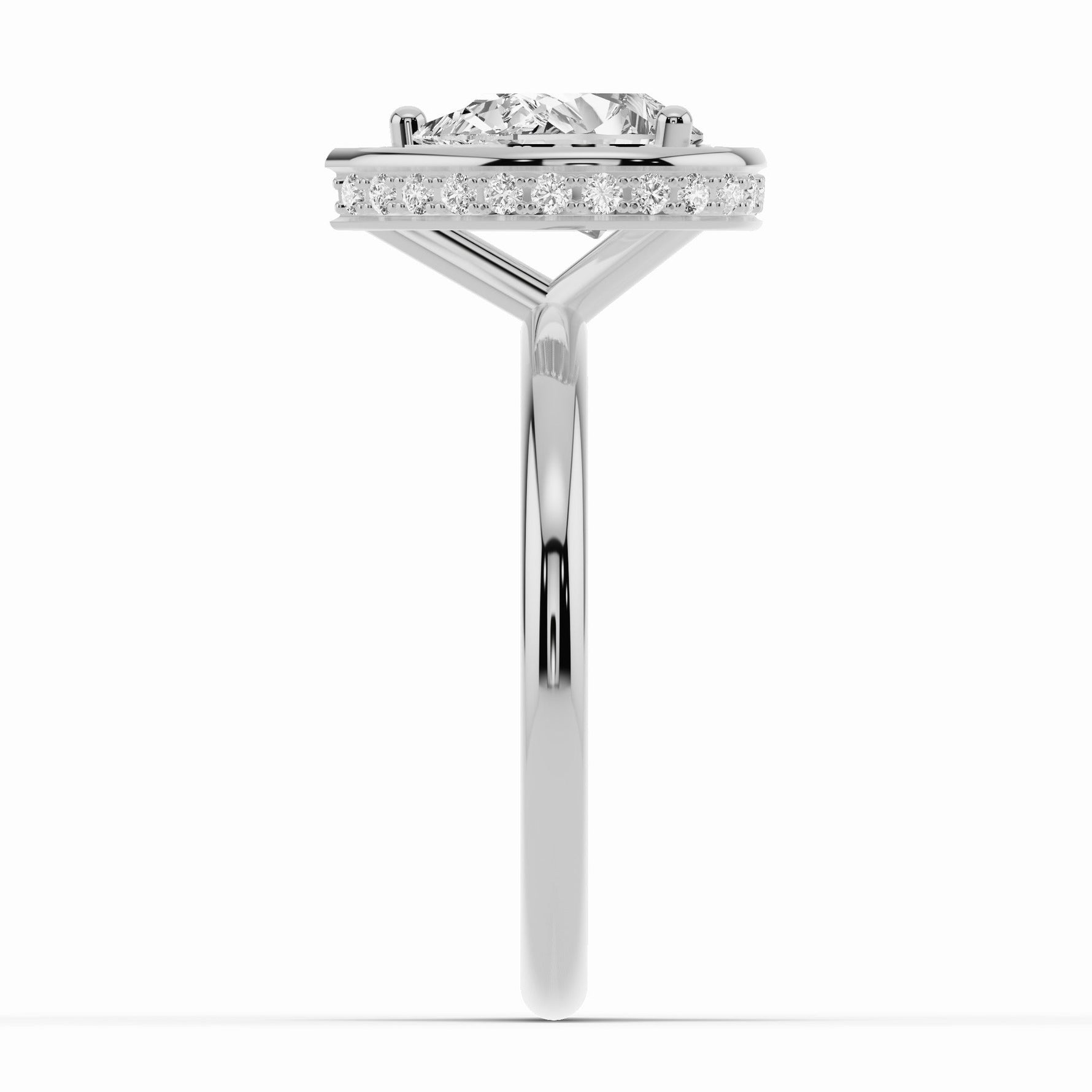 Pear Nova Halo Engagement Ring Ring ABER-108-PR-LGD-6  - Abtin & Co.