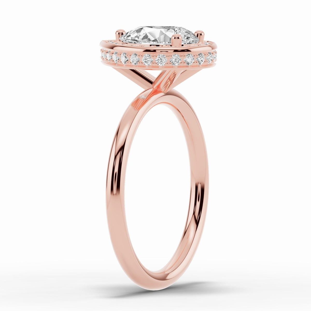Pear Nova Halo Engagement Ring Ring ABER-108-PR-LGD-11  - Abtin & Co.