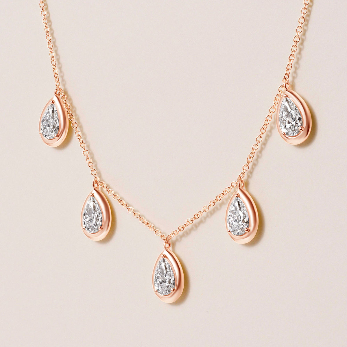 Pear Stella Bezel Necklace Necklace ABN-186-PR-LGD-3  - Abtin & Co.