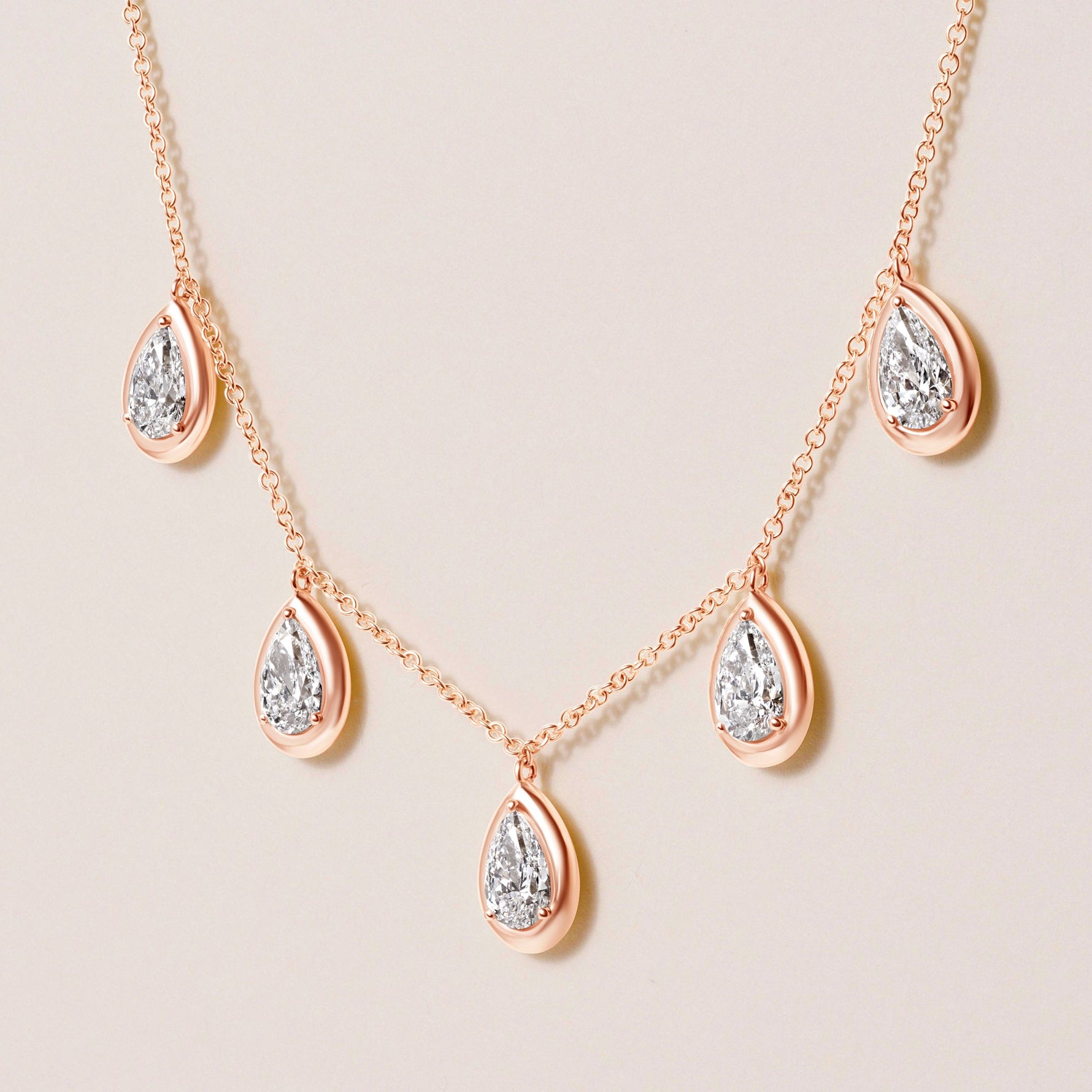 Pear Stella Bezel Necklace Necklace ABN-186-PR-LGD-3  - Abtin & Co.