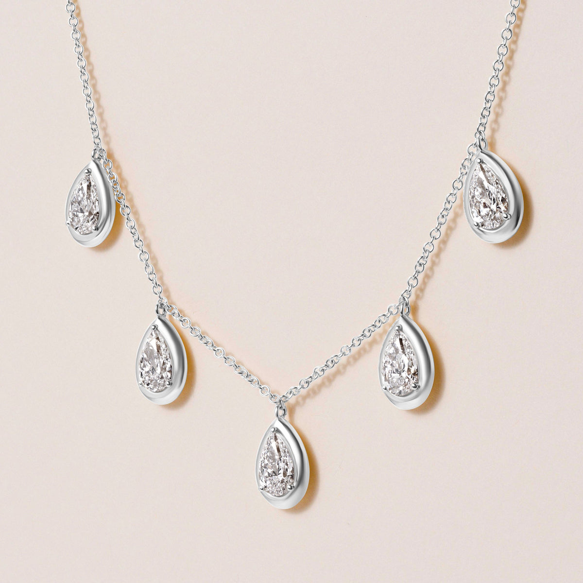 Pear Stella Bezel Necklace Necklace ABN-186-PR-LGD-2  - Abtin & Co.