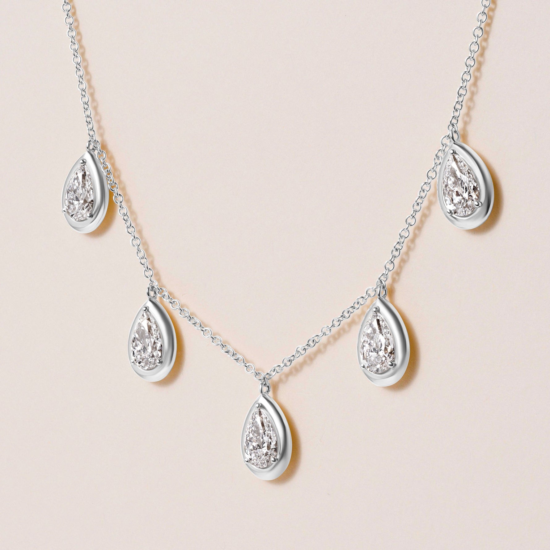 Pear Stella Bezel Necklace Necklace ABN-186-PR-LGD-2  - Abtin & Co.