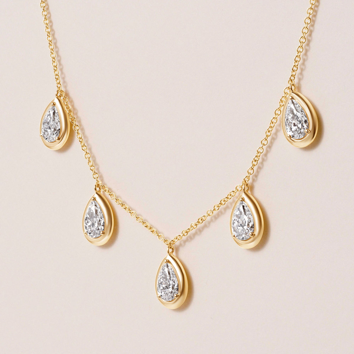 Pear Stella Bezel Necklace Necklace ABN-186-PR-LGD-1  - Abtin & Co.