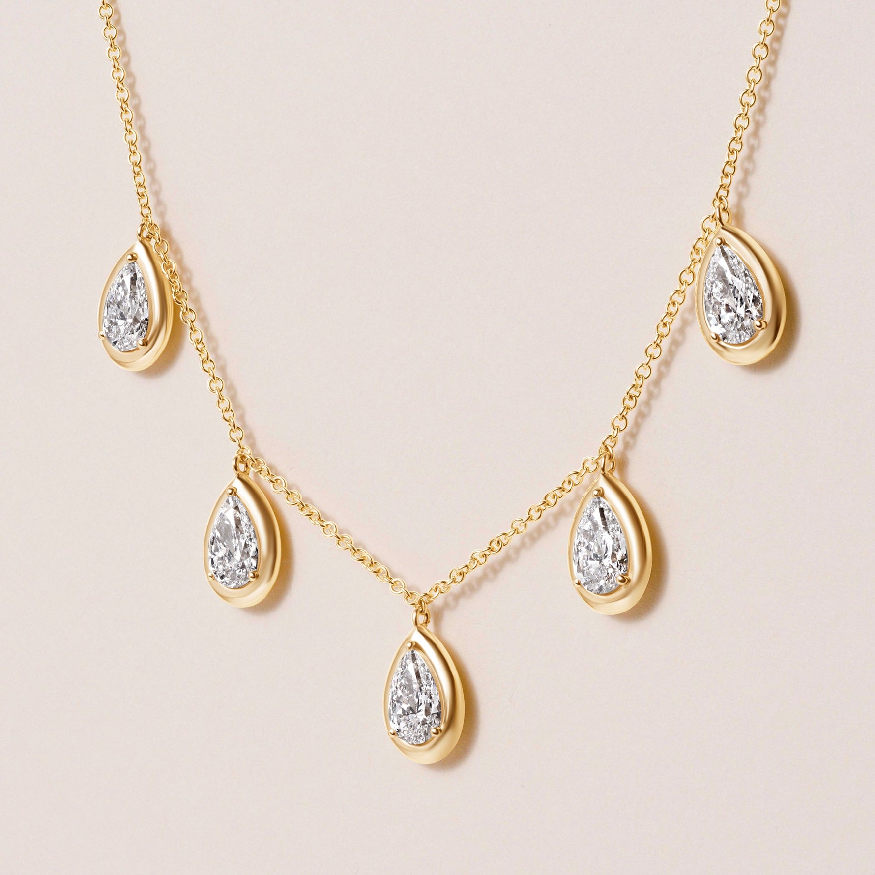 Pear Stella Bezel Necklace Necklace ABN-186-PR-LGD-1  - Abtin & Co.