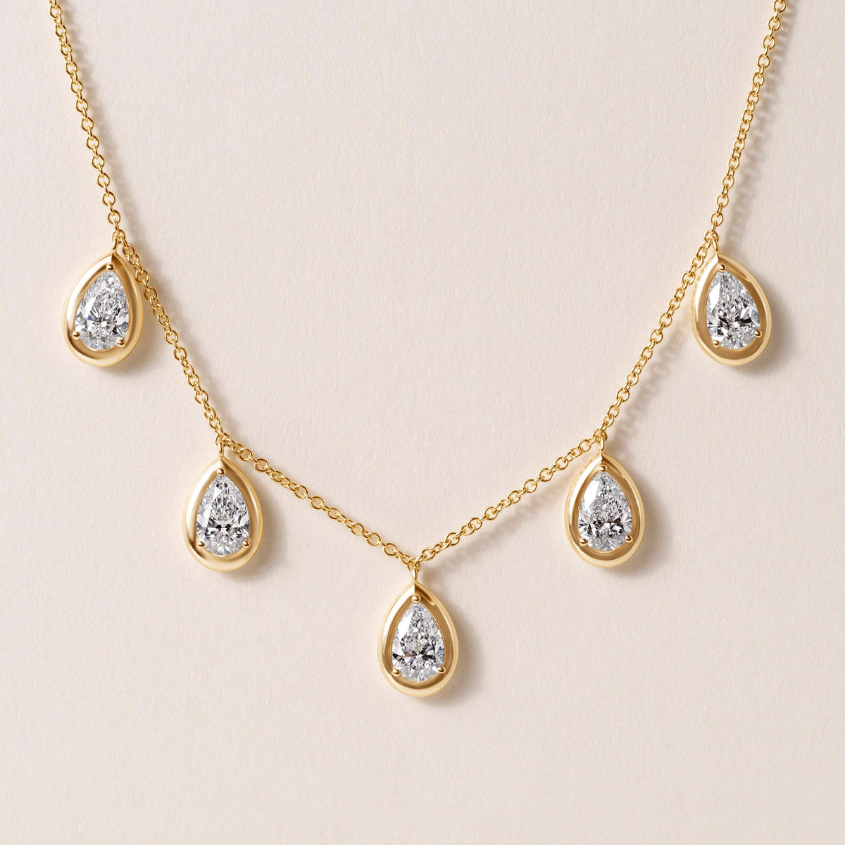 Pear Stella Bezel Necklace Necklace ABN-186-PR-LGD-1  - Abtin & Co.
