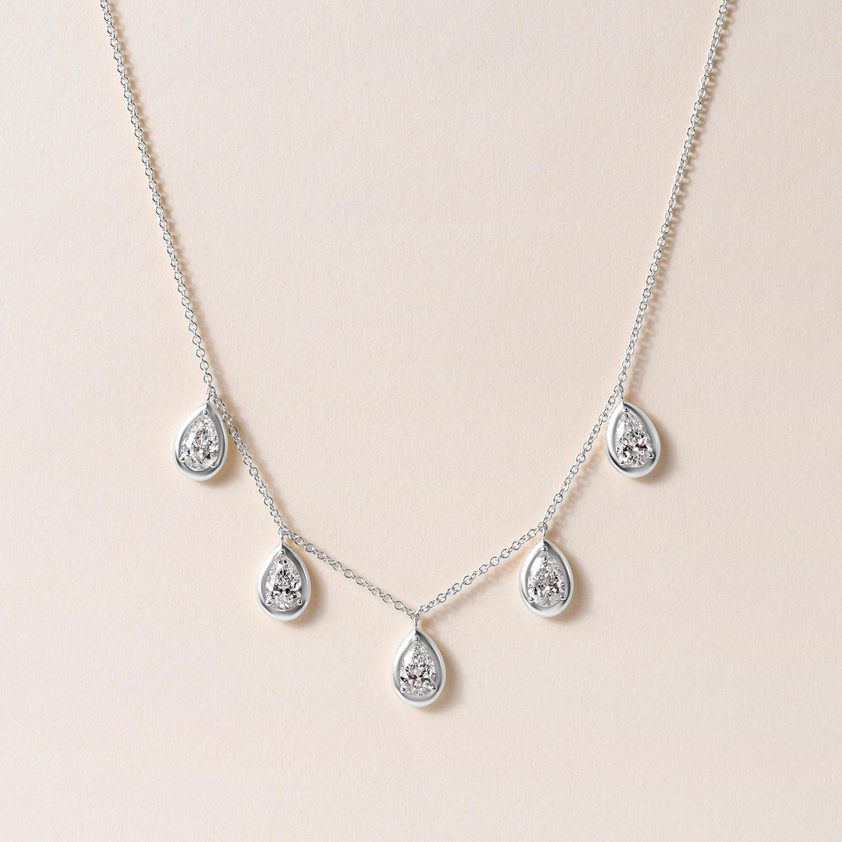Pear Stella Bezel Necklace Necklace ABN-186-PR-LGD-2  - Abtin & Co.