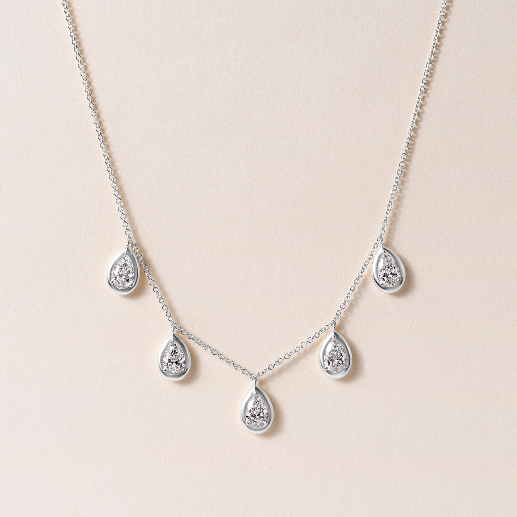 Pear Stella Bezel Necklace Necklace ABN-186-PR-LGD-2  - Abtin & Co.