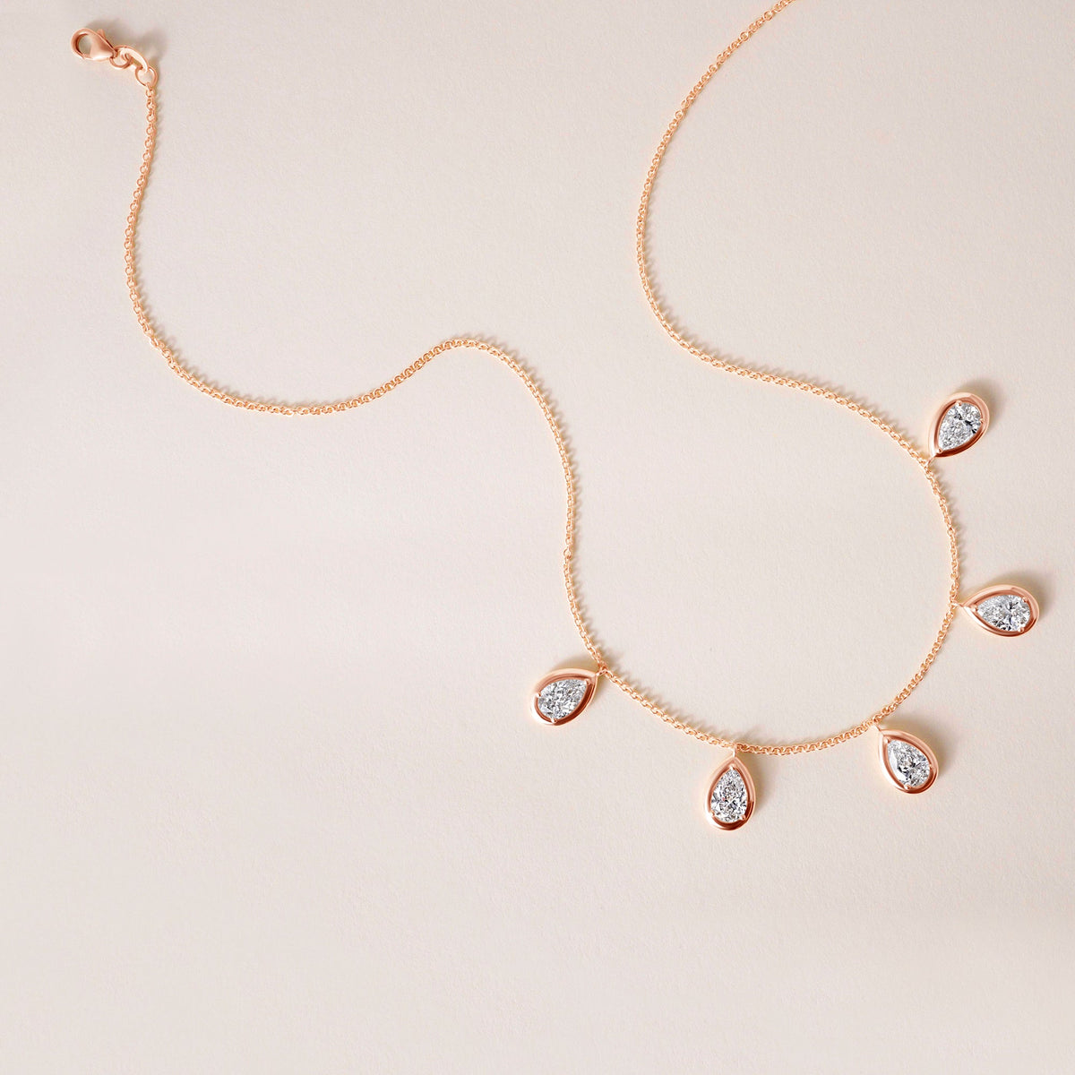 Pear Stella Bezel Necklace Necklace ABN-186-PR-LGD-3  - Abtin & Co.