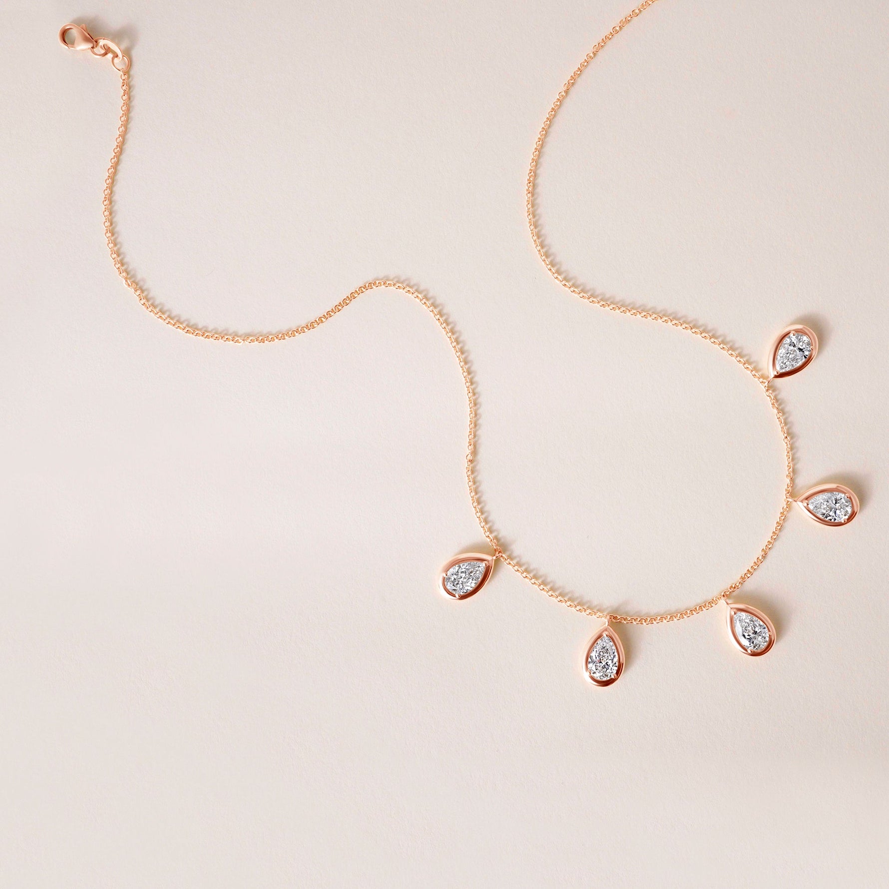 Pear Stella Bezel Necklace Necklace ABN-186-PR-LGD-3  - Abtin & Co.