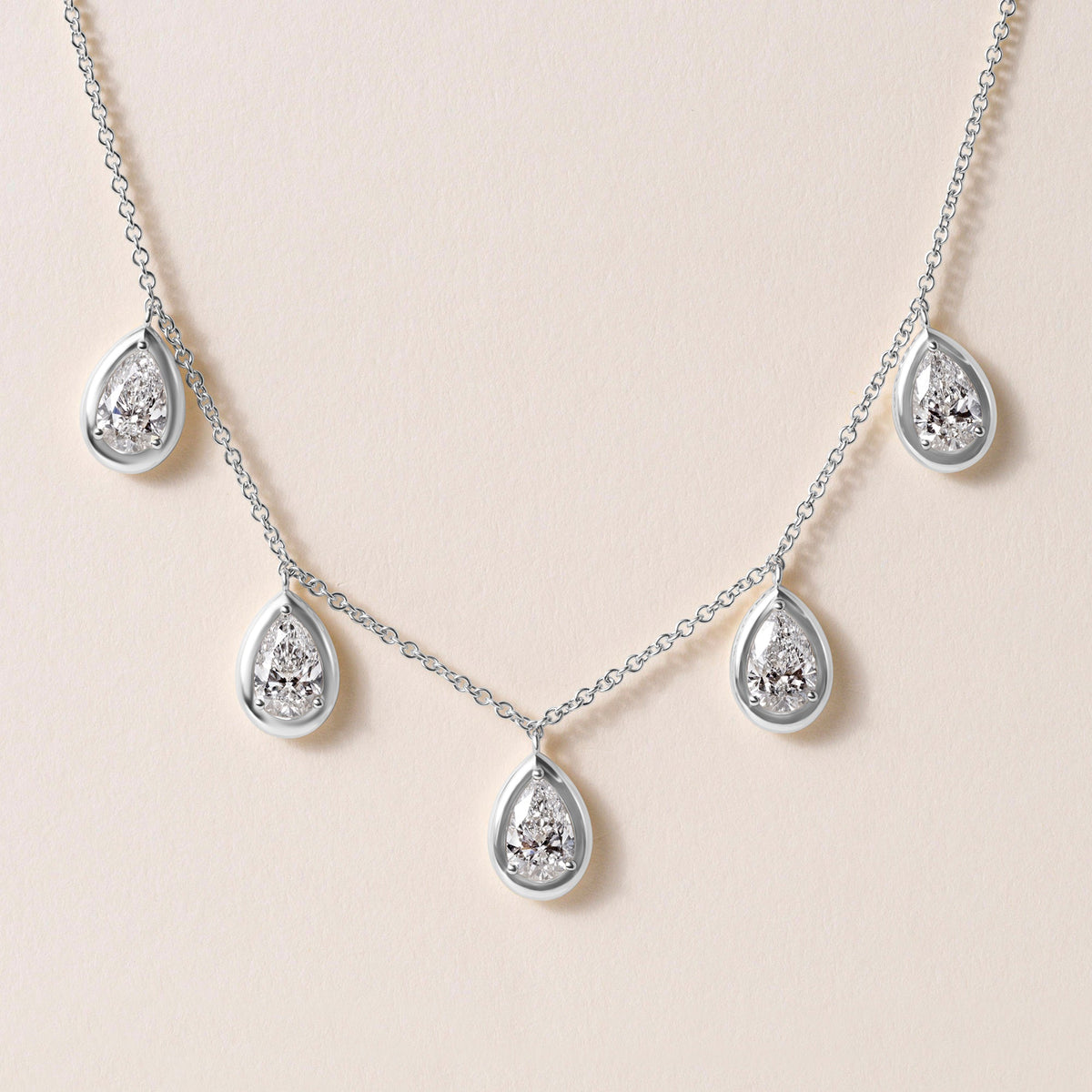 Pear Stella Bezel Necklace Necklace ABN-186-PR-LGD-2  - Abtin & Co.