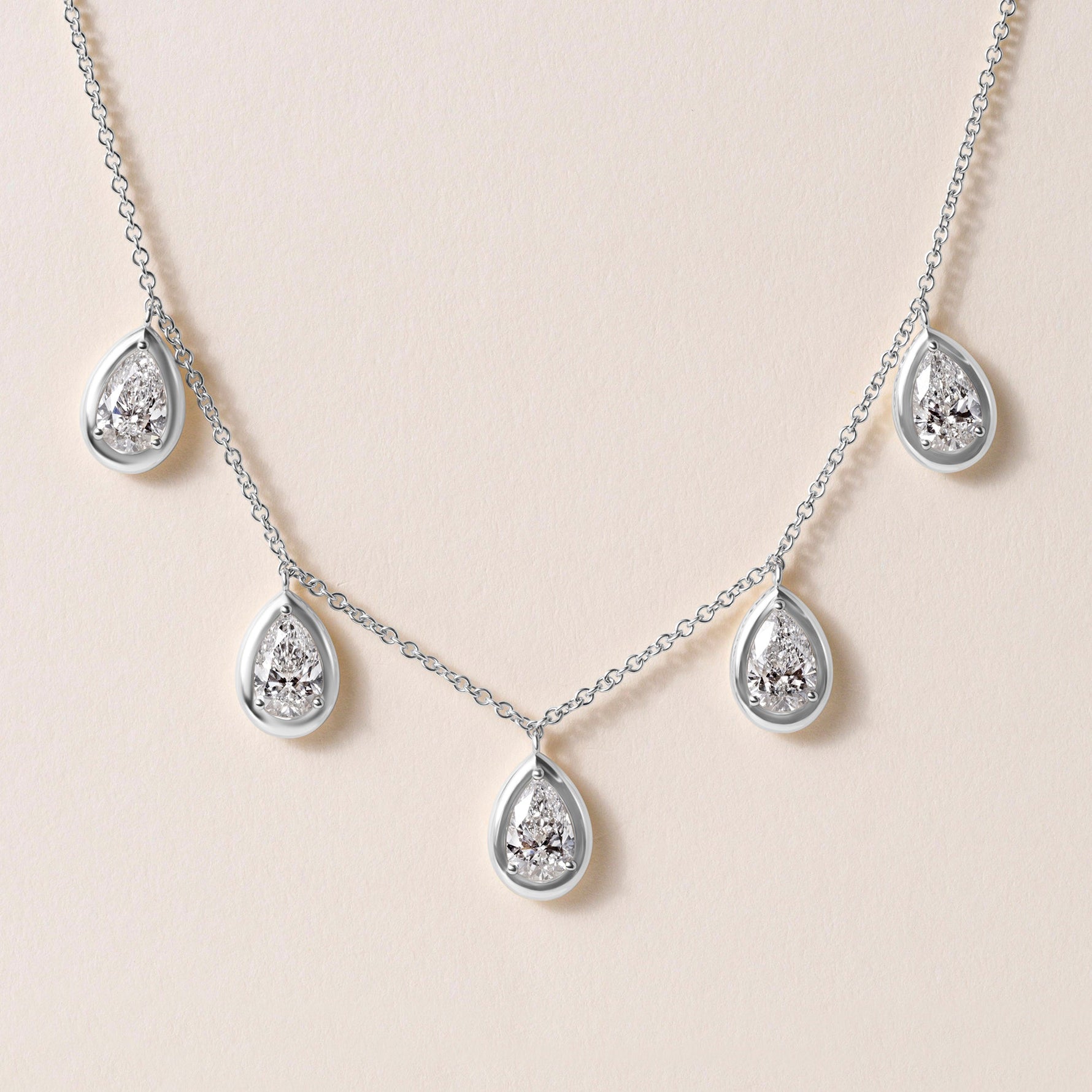 Pear Stella Bezel Necklace Necklace ABN-186-PR-LGD-2  - Abtin & Co.
