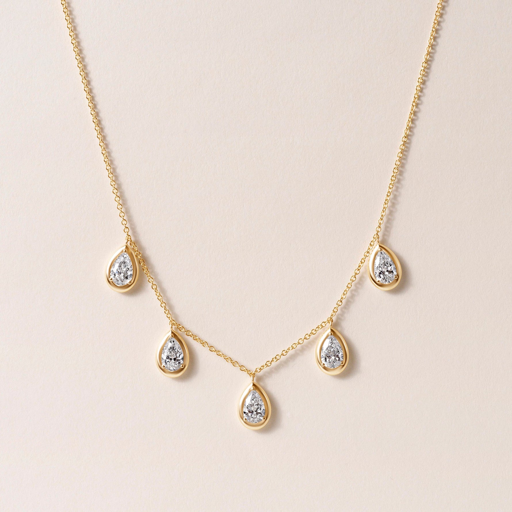 Pear Stella Bezel Necklace Necklace ABN-186-PR-LGD-1  - Abtin & Co.