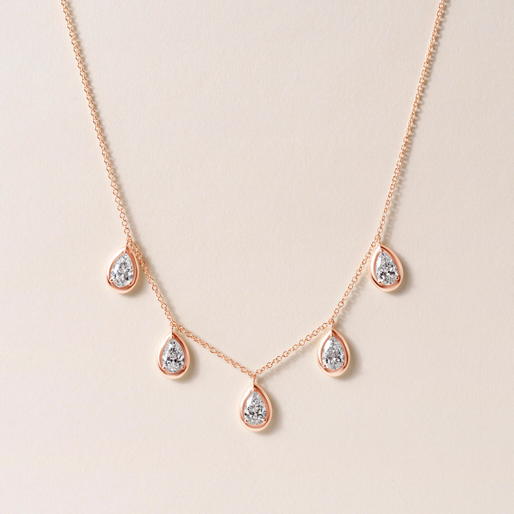 Pear Stella Bezel Necklace Necklace ABN-186-PR-LGD-3  - Abtin & Co.