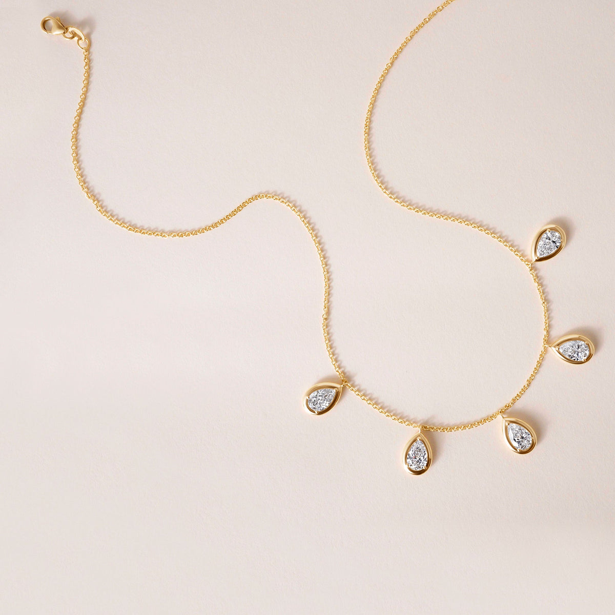Pear Stella Bezel Necklace Necklace ABN-186-PR-LGD-1  - Abtin & Co.
