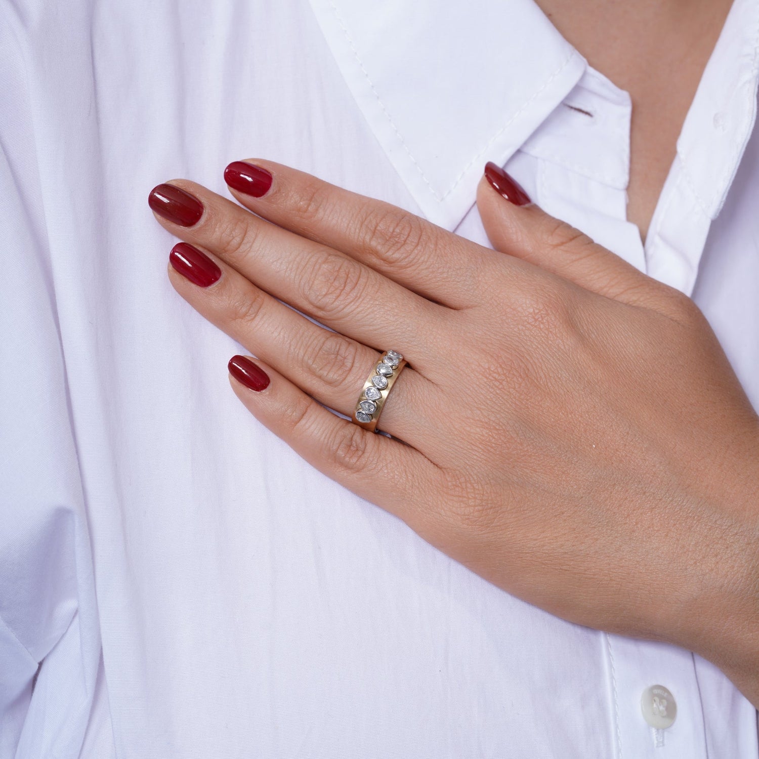 Pear Vivienne Band Ring ABB-729-PR-D-1  - Abtin & Co.
