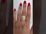 14K Yellow Gold Classic Wide Patterned Border Cigar Diamond Band Ring