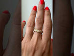 14K Gold Emerald Cut Halfway Vertical Eternity Milgrain Bezel Set Lab Grown Diamond Wedding Band Ring