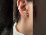 14KGold Diamond Lotus Stud Style Earrings