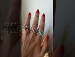 14K Rose Gold Diamond & Pink Sapphire Lace Cigar Band