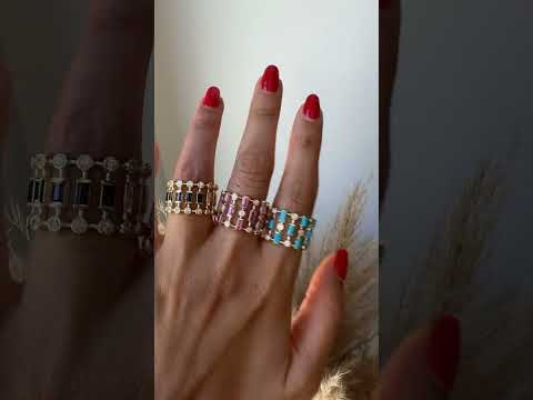 14K Rose Gold Diamond & Pink Sapphire Lace Cigar Band