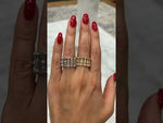 14K Gold Wide Lace Baguette and Bezel Open Cigar Diamond Ring Band