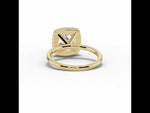Cushion Nova Halo Engagement Ring Yellow Gold
