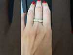 14K Gold Oval Cut Halfway Eternity Milgrain Bezel Set Lab Grown Diamond Wedding Band Ring