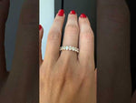 14K Gold Oval Cut Halfway Eternity U Prong Set Lab Grown Diamond Wedding Band Ring