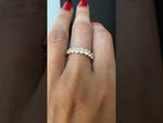 14K Gold Oval Cut Three Quarter Way Eternity U Prong Set Lab Grown Diamond Wedding Band Ring