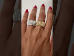 14K Gold Alternate Diamond Wide Dome Ring