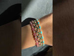 14K Gold Alternate Diamond Clover & Turquoise Bangle