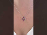 14K White Gold Ruby & Diamond Flower Pendant