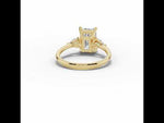 Vionne Emerald Cut Three-Stone Engagement Ring Yellow Gold