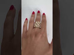 14K Gold Wide Double Helix Spiral Diamond Ring