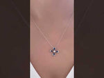 14K White Gold  Blue Sapphire & Diamond Flower Pendant