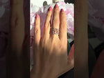 14K Gold diamond and Pink Sapphire Open Cuff Stackable Ring
