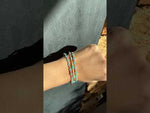 14K Gold Turquoise & Diamond Clover Bangle
