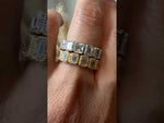 14K Gold Emerald Cut Halfway Vertical Eternity Milgrain Bezel Set Lab Grown Diamond Wedding Band Ring