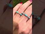 14K Gold Diamond clover and Milgrain Turquoise Stackable Ring