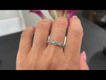 14k Alternate Diamond and Turquoise Bezel Set Stackable Ring Band