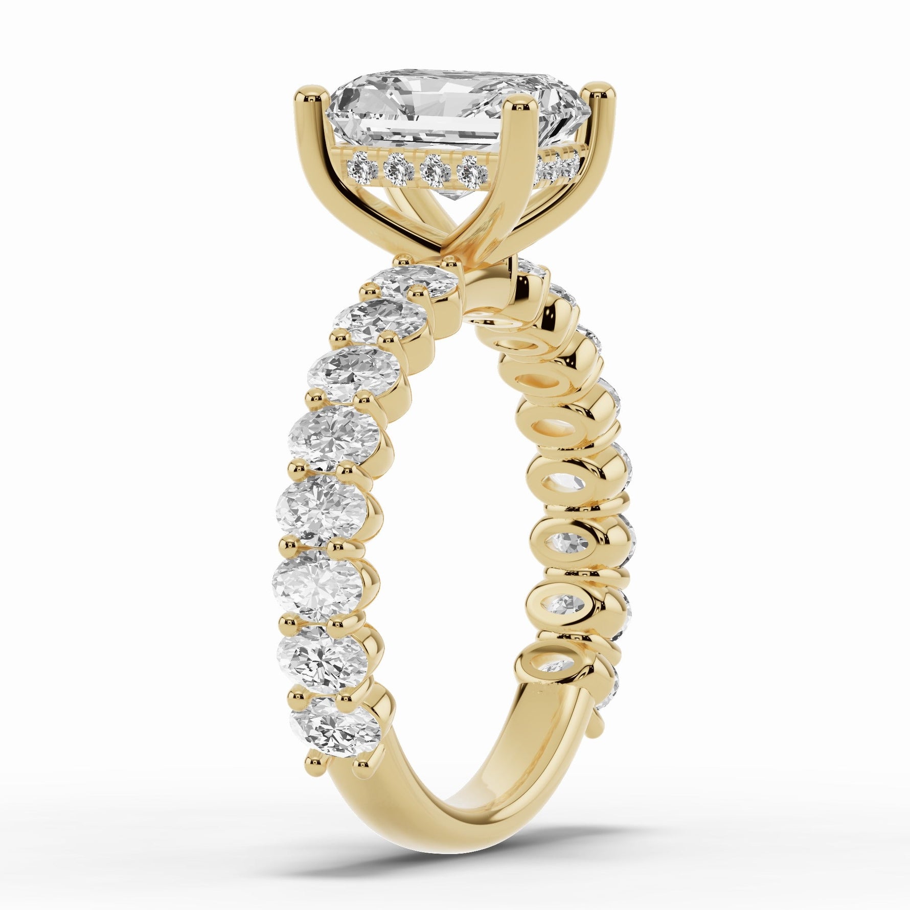 Radiant Aurielle Crown Engagement Ring Ring ABER-106-RA-LGD-1  - Abtin & Co.